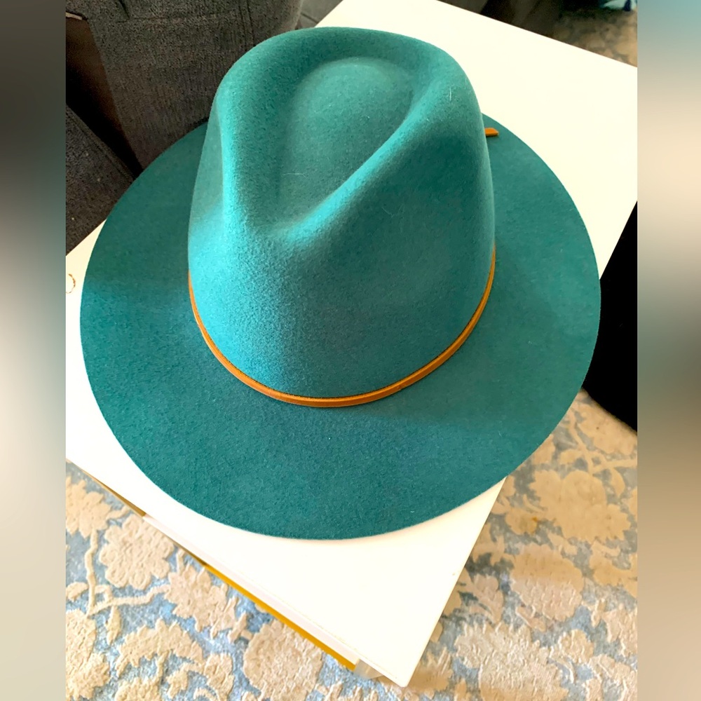 Brixton Teal Fedora with Tan Band